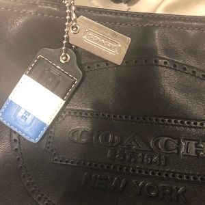 Coach Hamptons Weekend Medium Black Leather Bag